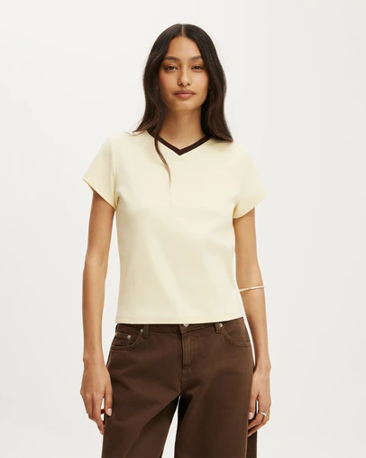 Cotton On - 90S Baby V Neck Tee