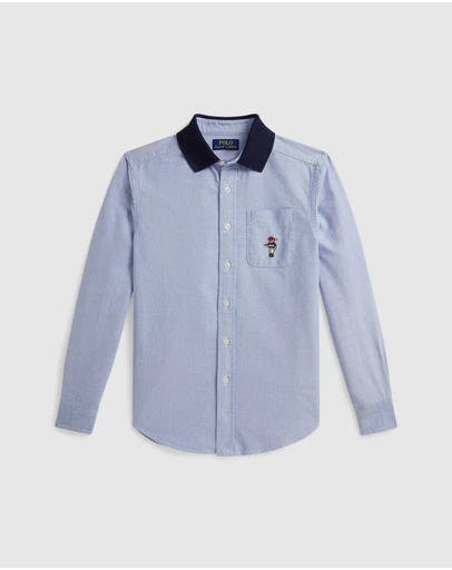 Polo Ralph Lauren - Polo Bear Oxford Knit-Collar Shirt - Teens