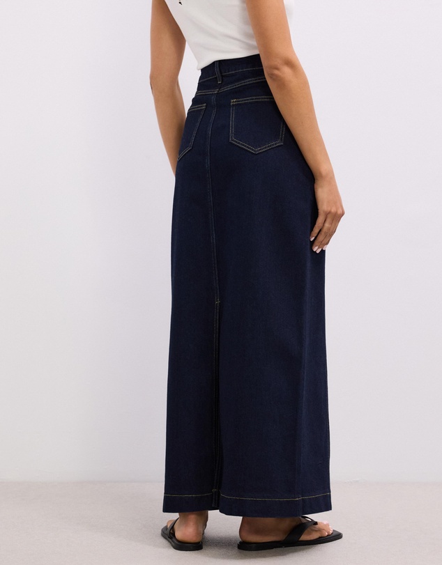 The Fated - Asha Denim Maxi Skirt