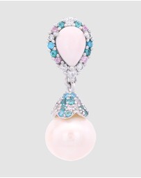 Georgini - GEORGINI WISTERIA CREATED OPAL AND PEARL CASCADE EARRINGS SILVER
