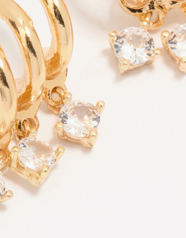 Lovisa - Gold Plated Cubic Zirconia Trio Hoop Earrings