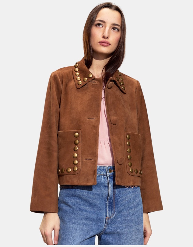 Cynthia Rowley - Studded Suede Cropped Jacket