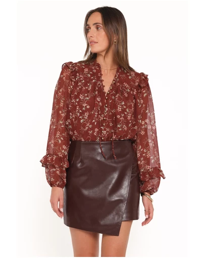 Petal & Pup - Elanira Ruffle Top - Rust Floral