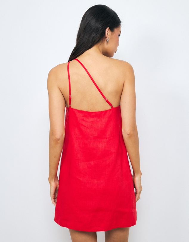 AERE - Gigi Beaded Linen Shift Mini Dress
