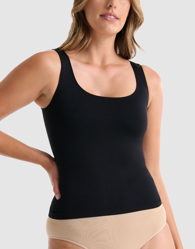 Ambra - 2 Pack Seamless Smoothies Reversible Shelf Bra Tank
