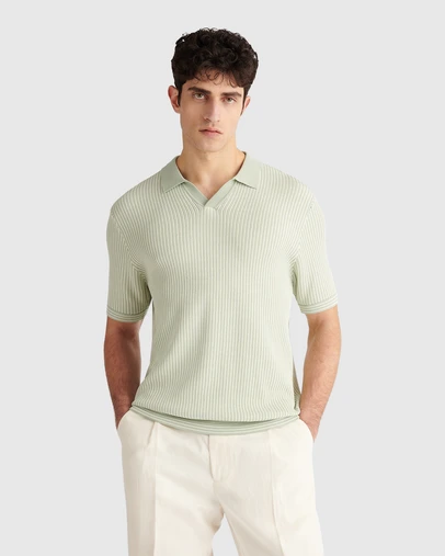Peckham Rye  - Peckham Rye Open Collar SS Knitted Polo