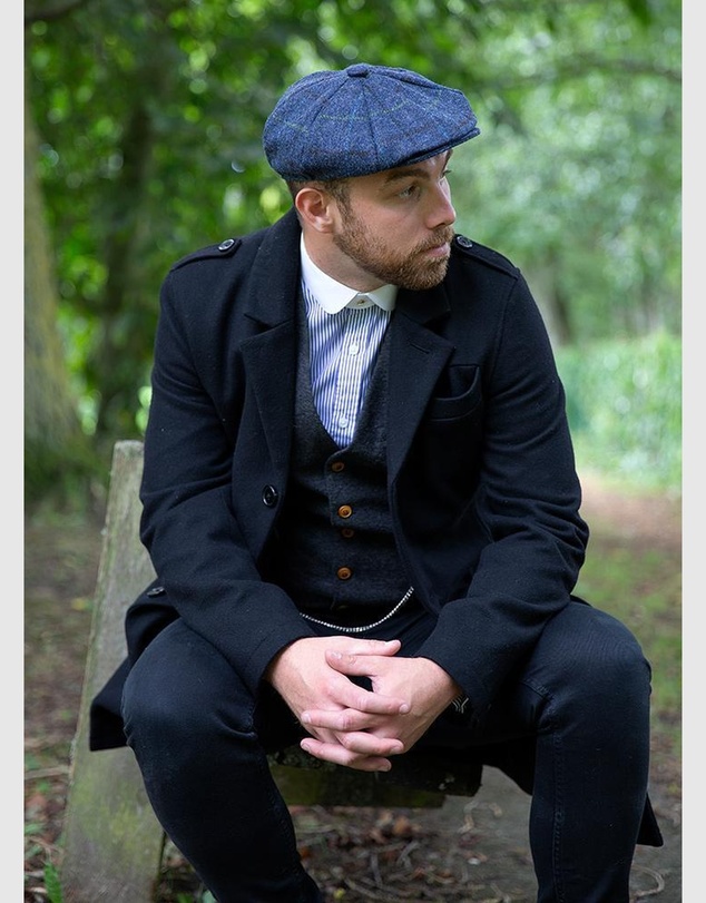 DENTS - Abraham Moon Check Tweed Newsboy Cap
