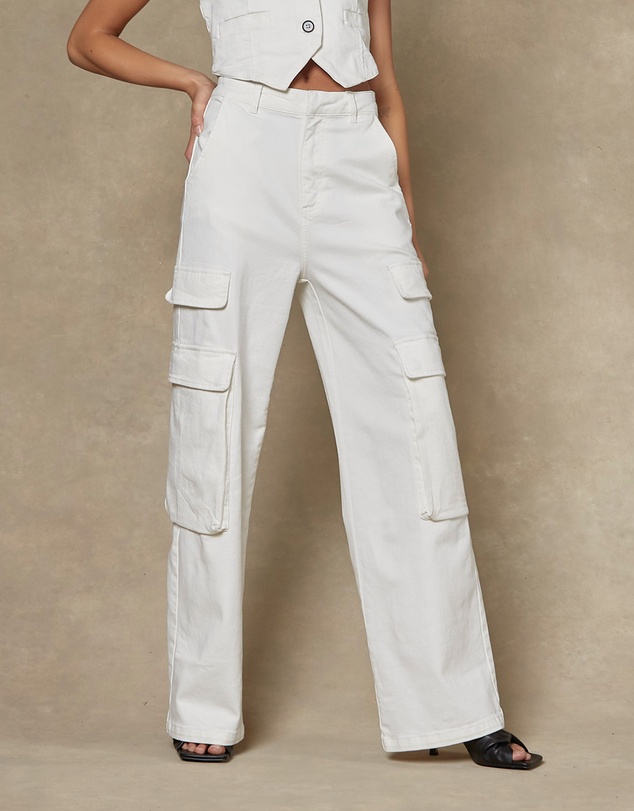 DRICOPER DENIM - Cargo Ivory Wide Leg Pants