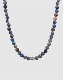 Kuzzoi - ICONIC EXCLUSIVE - Necklace Male Skull Blue Agate 925 Sterling Silver