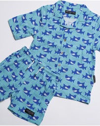Vacancy Co - Smiley Shark Dress Shirt - Youth