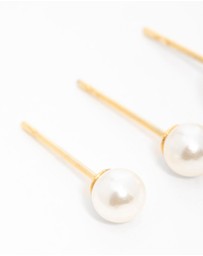 Lovisa - Gold Plated Surgical Steel Pearl Stud Earrings 2-Pack