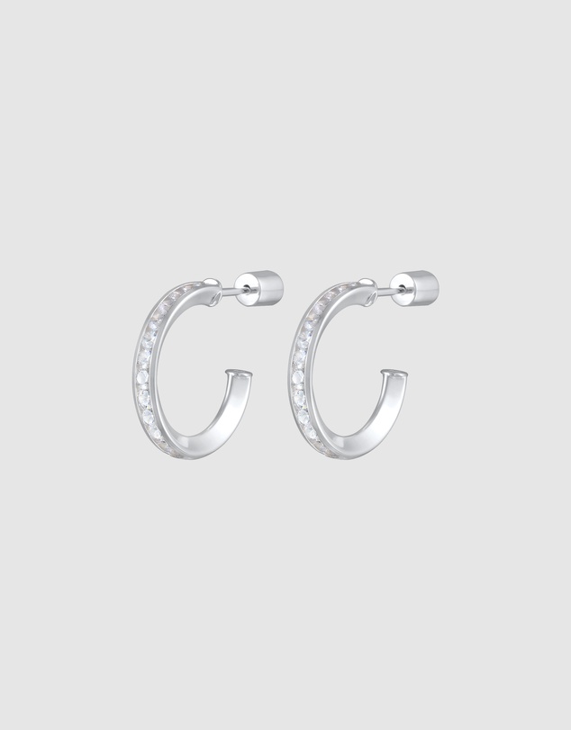 Elli Jewelry - Earrings Creoles Studs With Zirconia In 925 Sterling Silver