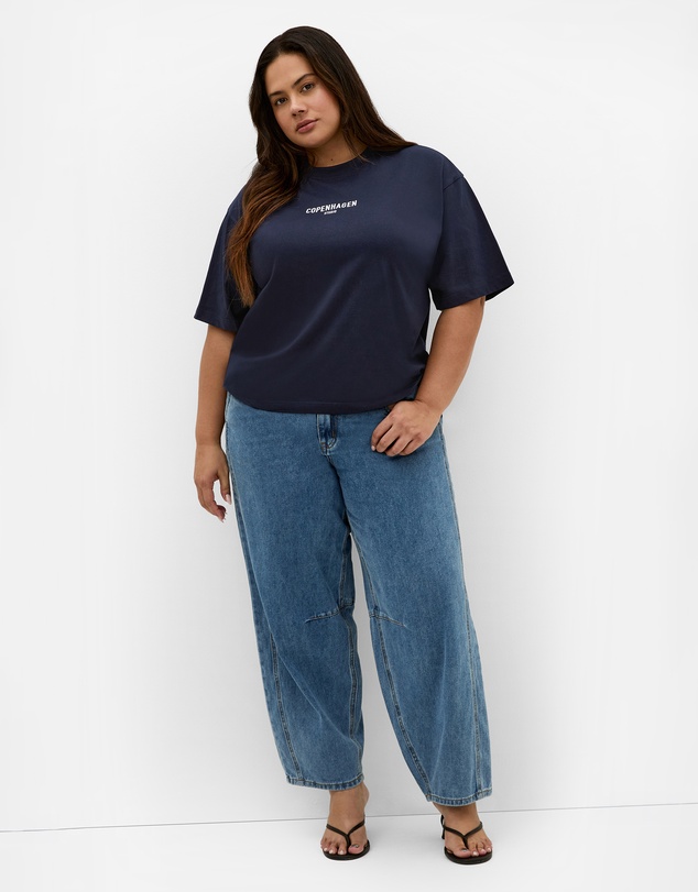 City Chic - Plus size Copenhagen Studio Cotton Tee - navy