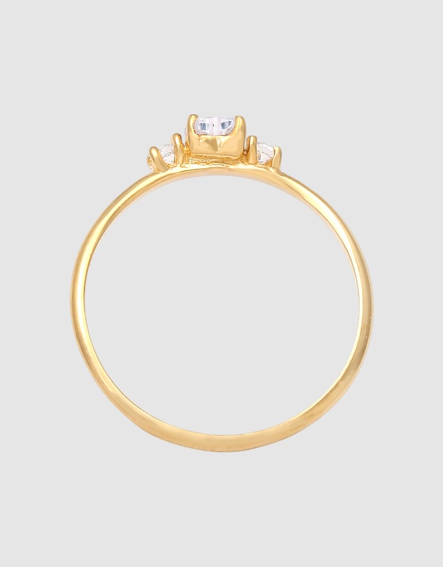 Elli Jewelry - Ring Zirconia Heart 925 Sterling Silver Gold-Plated