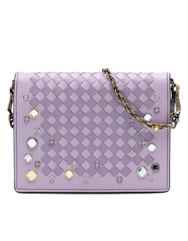 Pre-Loved by Azura Reborn - Pre-Loved Nappa Intrecciato Studded Wallet on Chain