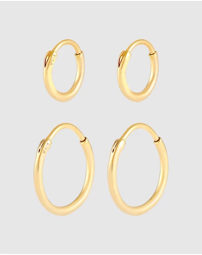 Kuzzoi - ICONIC EXCLUSIVE - Earrings Creole Set Duo Basic in 925 Sterling Silver Gold Plated