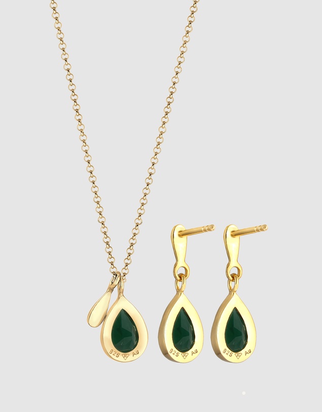 Elli Jewelry - Quartz Jewellery Set in Gold-Plated 925 Silver