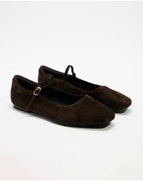 AERE - Suede Buckle Ballet Flats