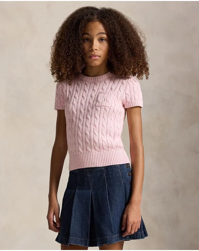 Polo Ralph Lauren - Cable-Knit Cotton Short-Sleeve Sweater - Babies-Teens