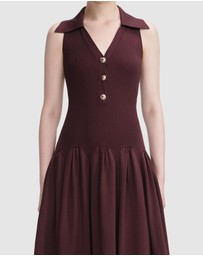 Self Portrait - Ribbed Knit Midi Dress