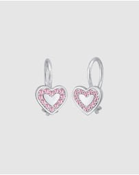Elli Jewelry - Earrings Children Heart Love Crystals Pink 925 Sterling Silver