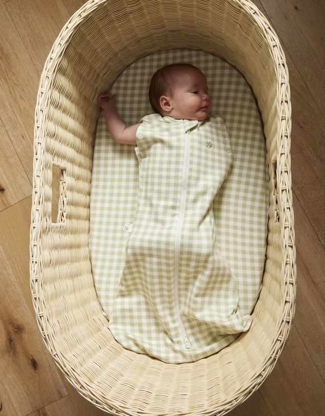 Grow Kindly - Swaddle Sleeping Bag in Gumleaf Gingham - 2.5 TOG