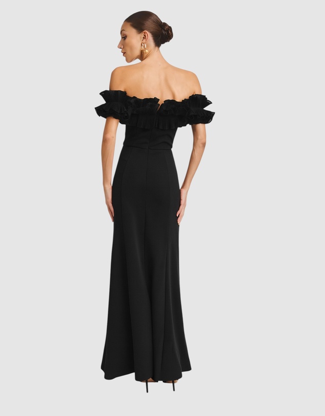 Romance by Honey and Beau - Trevia Frill Neckline Midi Dress