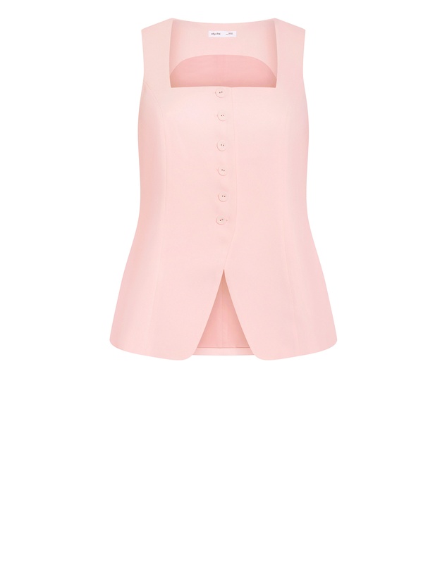 City Chic - Plus size Abbie Vest - soft pink