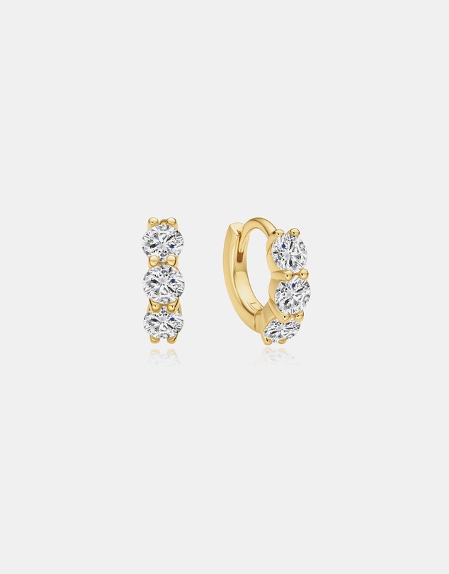 Ania Haie - Gold Trio Sparkle Huggie Hoop Earrings