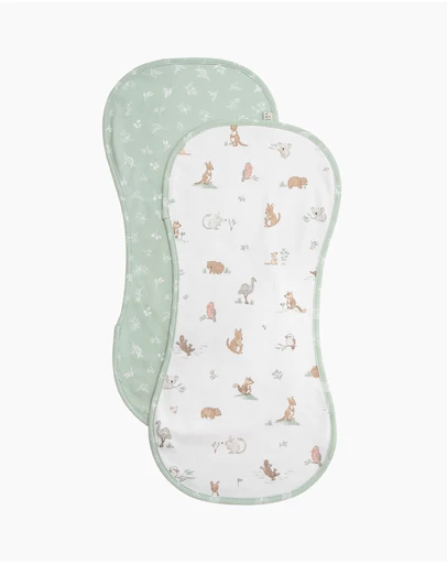Living Textiles - 2 Pack Organic Burp Cloths - Australiana
