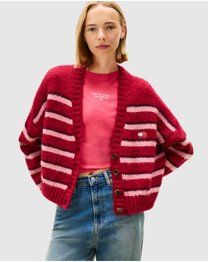 Tommy Jeans - Badge Stripe Fluffy Cardigan