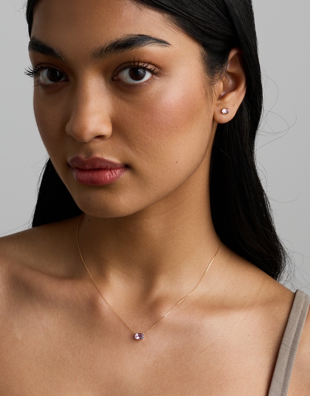 Michael Hill - Oval Rose Amethyst Stud Earrings in 10kt Yellow Gold
