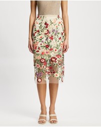 Lindsay Nicholas New York - Floral Sheer Lace Skirt with Underskirt