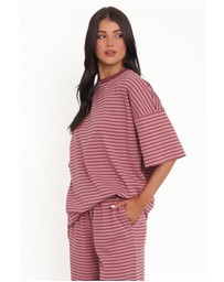 Petal & Pup - Wilda Oversized Tee - Pink Red Stripe
