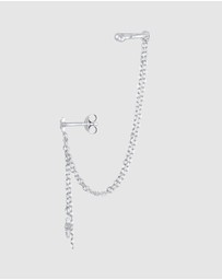 Elli Jewelry - Earrings Earcuff Ear Clamp Star Chain with Crystal in 925 Sterling Silver