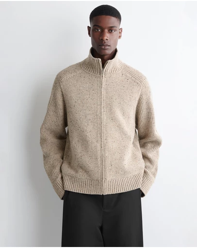 COS - Donegal-Effect Wool Zip-Up Cardigan
