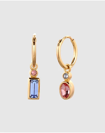 Elli Jewelry - Crystal Oval Hoop Earrings in Gold-Plated 925 Silver
