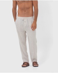 Coast Clothing - St. Tropez Linen Pant - Sand Stripe