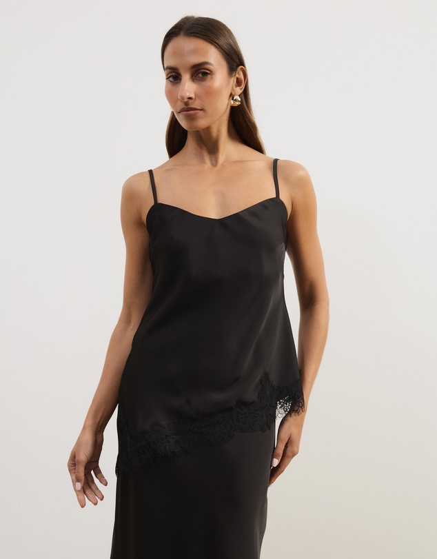 Atmos&Here - Leoni Asymmetric Lace Satin Cami