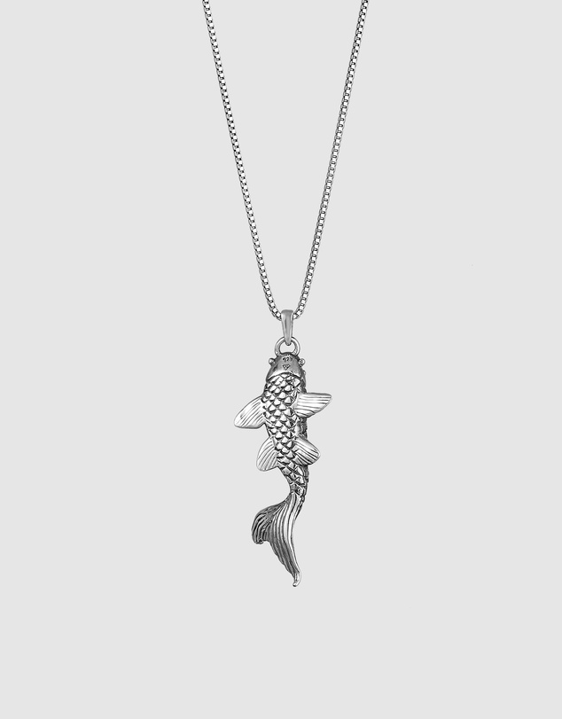 Kuzzoi - ICONIC EXCLUSIVE - Fish Pendant Necklace in Oxidised 925 Sterling Silver