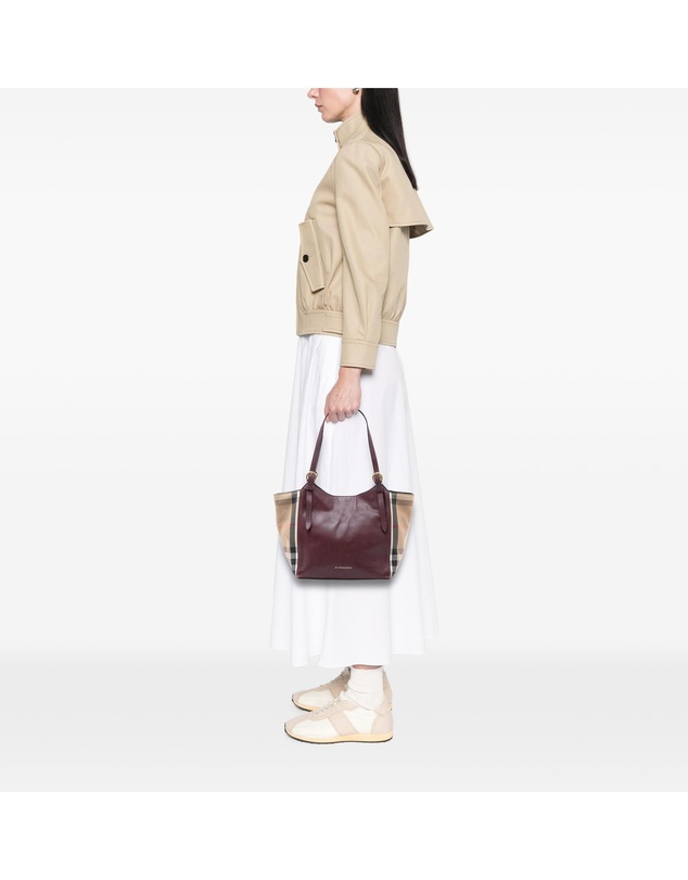 Pre-Loved by Azura Reborn - Pre-Loved Small Leather and House Check Canvas Canterbury Tote