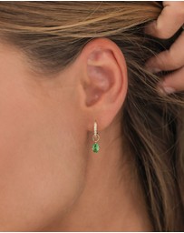 Elli Jewelry - Earrings Creole with Oval Zirconia 925 Sterling Silver Gold-plated
