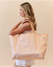 Sky Gazer - Scalloped Edge Beach Bag- Amber Bloom