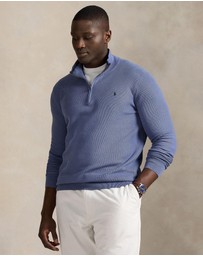 Polo Ralph Lauren - ICONIC EXCLUSIVE - Big & Tall - Mesh-Knit Cotton Quarter-Zip Sweater