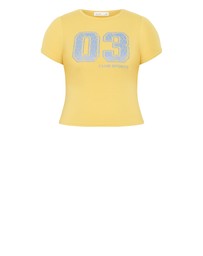 City Chic - Plus size Micro Game Day Print Tee - yellow