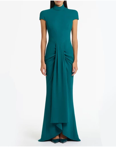 Carla Zampatti - Serpentine Crepe Cap Sleeve Gown