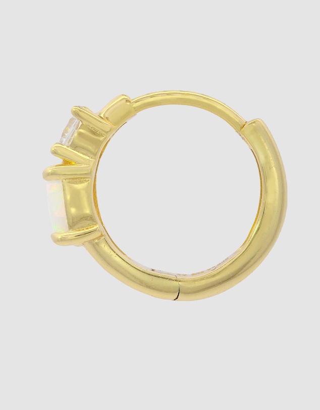 Georgini - Georgini Opal Glow White Created Opal Hoop Gold Earrings