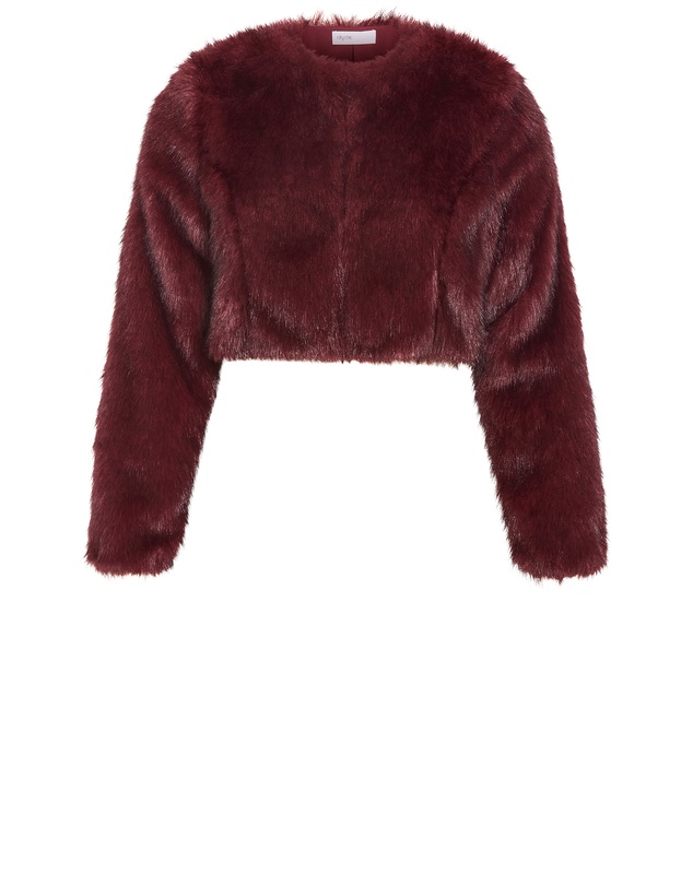 City Chic - Plus size Angel Faux Fur Crop Jacket - bordeaux