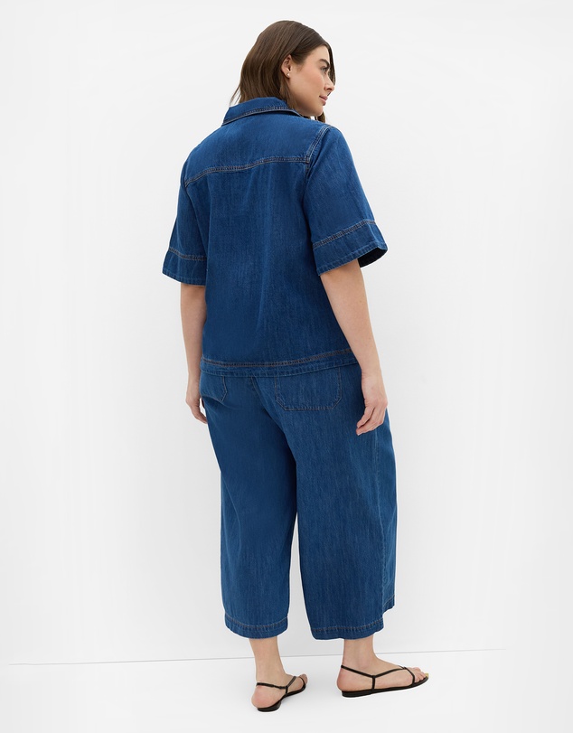 City Chic - Plus size Tiana Pocket Cotton Denim Top - light wash