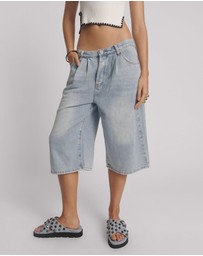 ONE TEASPOON - Beastie Low Waist Wide Leg Denim Jorts - Soft Blue